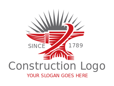 blacksmith logo online rays coming from anvil