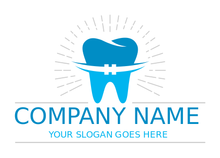 orthodontist logo rays on tooth with braces 