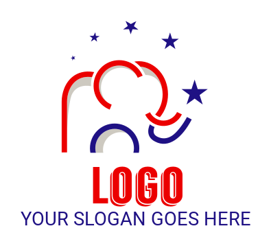 political logo red and blue elephant with stars