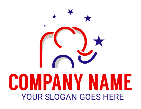 political logo red and blue elephant with stars