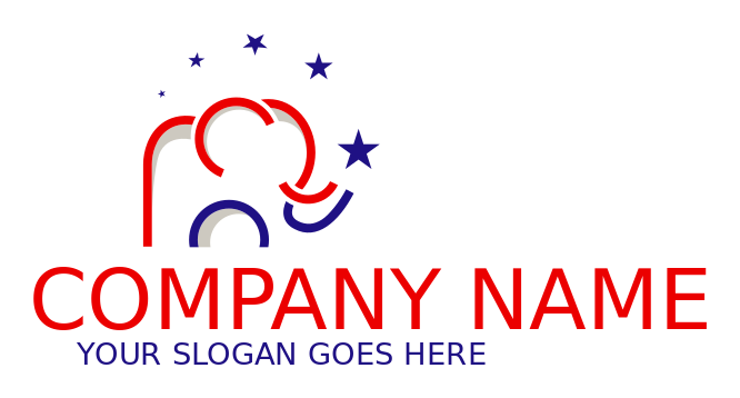 political logo red and blue elephant with stars