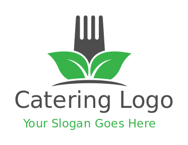 restaurant logo fork between Vegan leaves