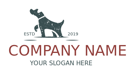 pet logo retro dog with grunge effect
