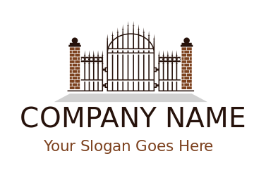 construction logo retro gate with brick pillars