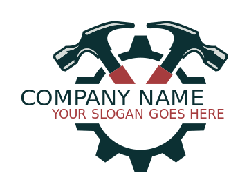 handyman logo retro hammer with gear