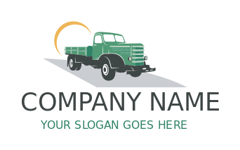 make a logistics logo retro truck on road in swoosh for logistics and trade