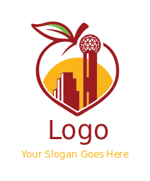 Reunion Tower in peach retro building graphic