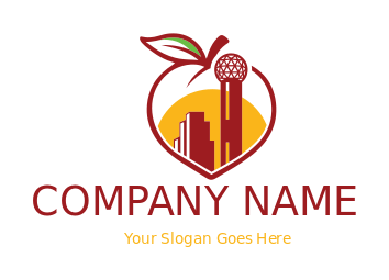 Reunion Tower in peach retro building graphic