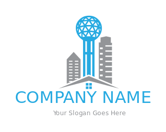 Reunion Tower with buildings and house