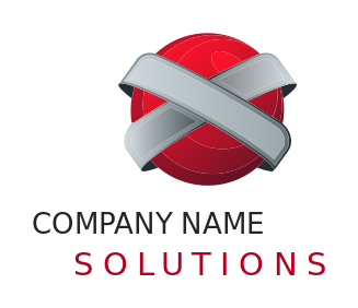 IT logo ribbon in criss crossed ball with text