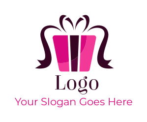 gift shop logo ribbons with stripes on box