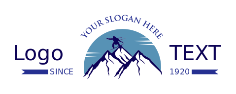 sports logo rider on snowboard on mountains