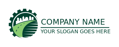 civil engineer logo road with buildings in gear