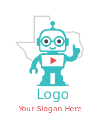 robot cartoon with play button in Texas