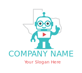 robot cartoon with play button in Texas