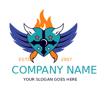 entertainment logo devil heart with cross wings