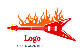 music logo rock band guitar on fire
