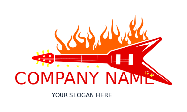 music logo rock band guitar on fire