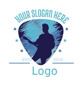 music band logo guitarist in pick with stars
