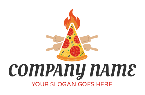 pizza parlor logo rolling pins pizza on fire