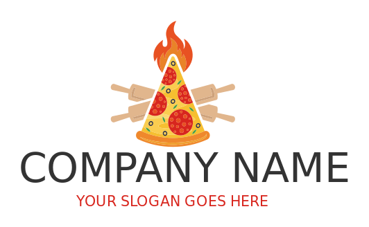 pizza parlor logo rolling pins pizza on fire