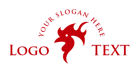 rooster head logo silhouette with ribbon
