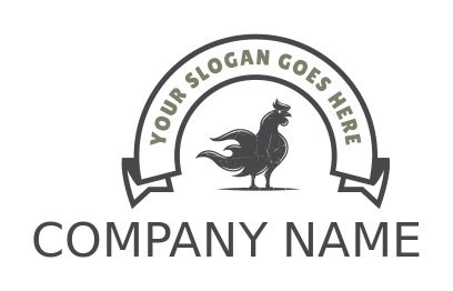 restaurant logo ribbon with rooster silhouette