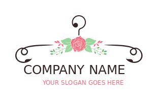 apparel logo rose flower on ornate hanger