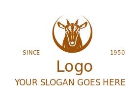 animal logo goat head with swoosh around