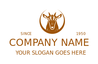 animal logo goat head with swoosh around