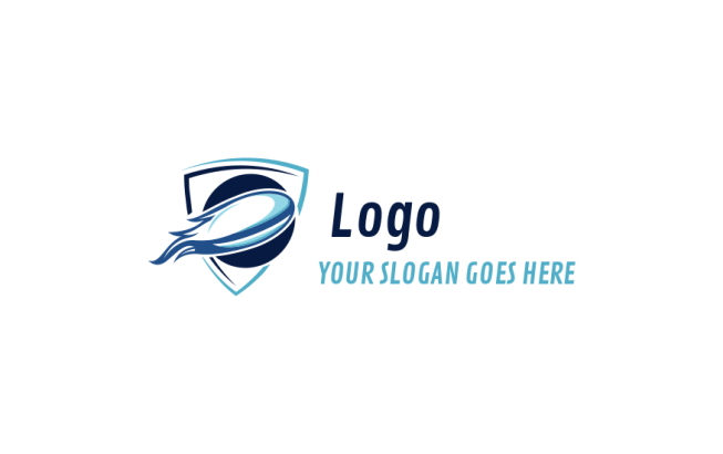 sports logo online rugby ball in shield | Logo Template by LogoDesign.Net