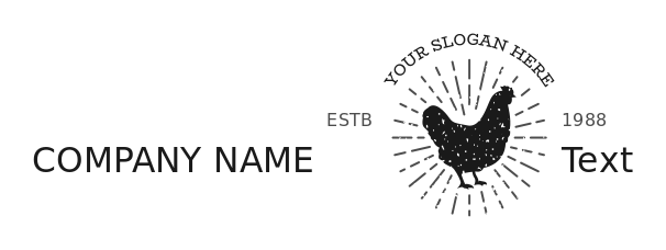 farm logo rustic rays from chicken silhouette