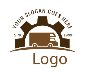 auto mechanic engineer logo RV van in gear