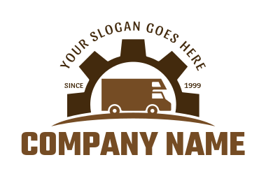 auto mechanic engineer logo RV van in gear