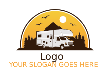 transportation logo RV with landscape and sun