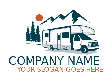 transportation logo RV with mountains and sun