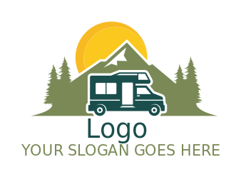 transportation logo RV with sun and landscape