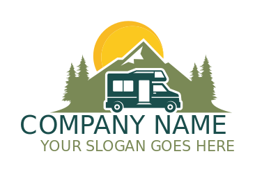 transportation logo RV with sun and landscape