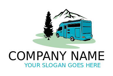 transportation logo RV with tree and mountain