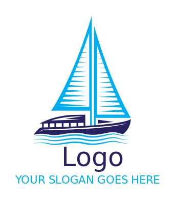 Sail Boat and water waves logo template