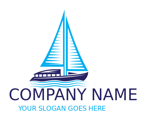 travel logo icon sail boat and water waves