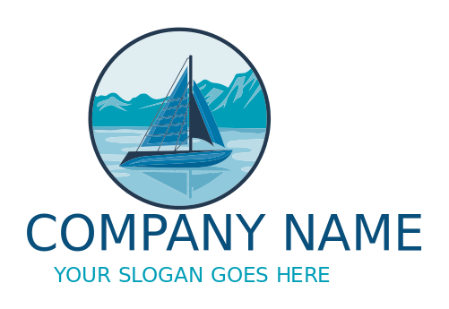 travel logo image sail boat floating on water