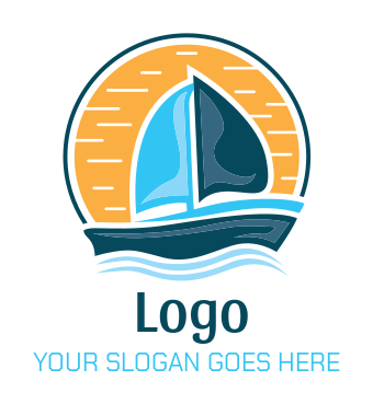 sail boat in circle template