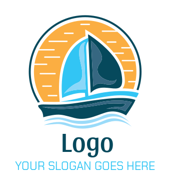 travel logo icon sail boat in circle
