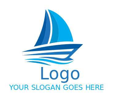 travel logo image sail boat with water waves