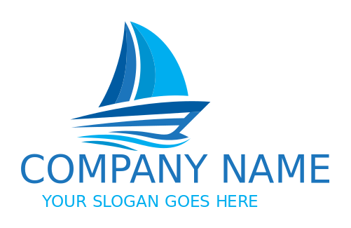 travel logo image sail boat with water waves