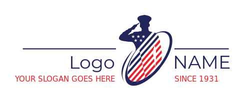 security logo saluting veteran merged with flag