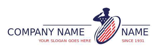 security logo saluting veteran merged with flag
