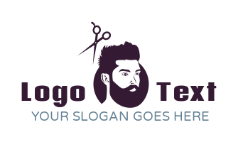 barbershop logo scissors cutting hair of man