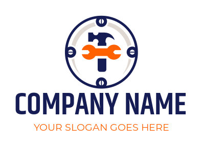 construction logo screw wrench hammer in circle